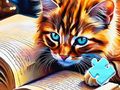 遊戲拼圖遊戲：貓讀書 在線