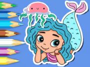 遊戲著色本:水母美人魚 在線 遊戲著色本:水母美人魚 在線