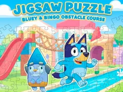 遊戲Jigsaw Puzzle: Bluey & Bingo Obstacle Course在線