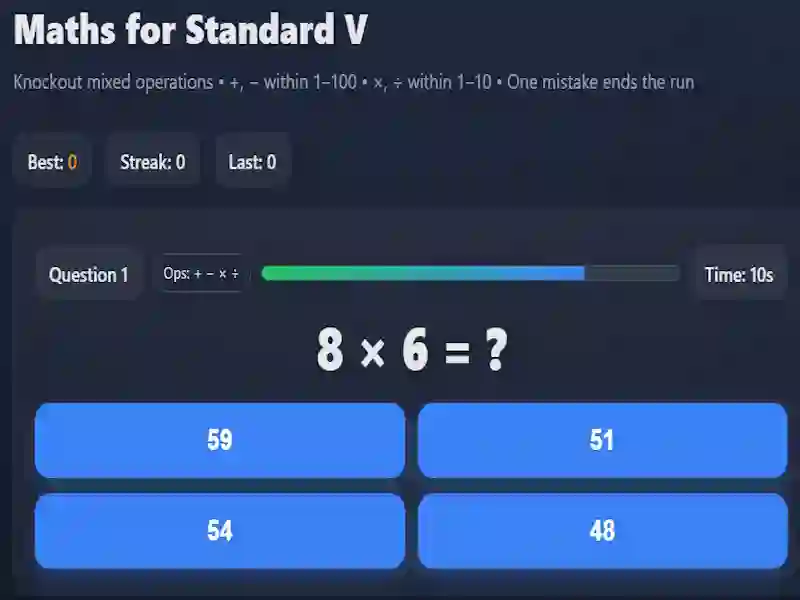 遊戲Maths for Standard V在線
