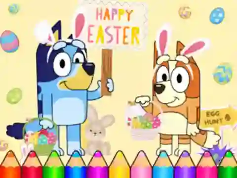 遊戲Coloring Book: Bluey Happy Easter在線