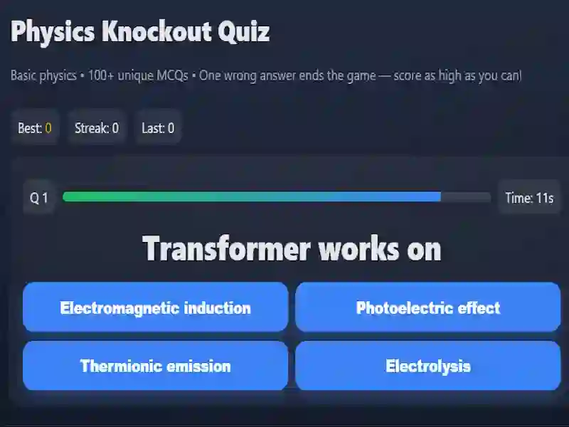 遊戲Physics knowledge quiz在線