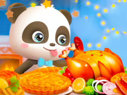 遊戲拼圖遊戲：小熊貓感恩節大餐 在線