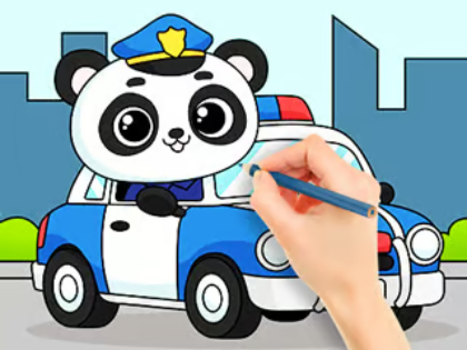 遊戲著色書：警察熊貓 在線
