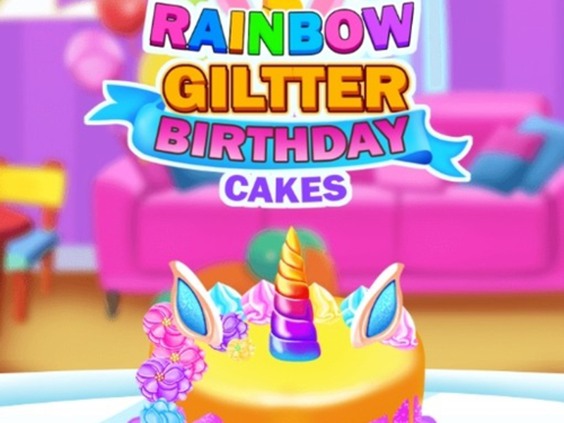 遊戲彩虹閃光生日蛋糕在線